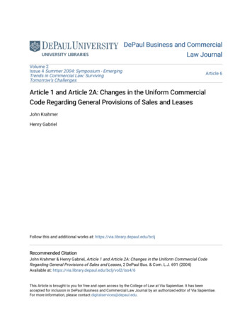 Article 1 And Article 2A: Changes In The Uniform Commercial Code . - CORE