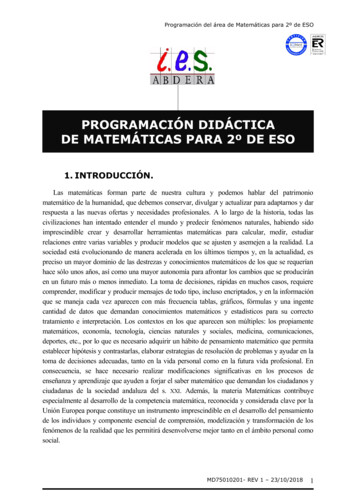 Programación Didáctica De Matemáticas Para 2º De Eso