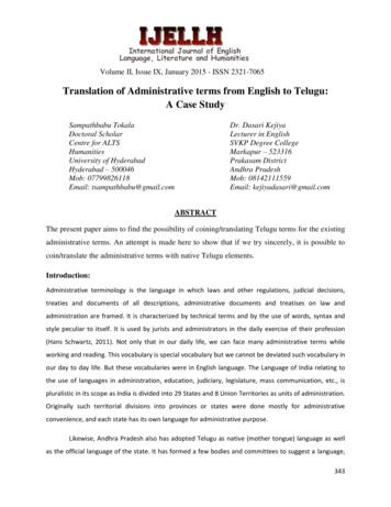 Translation Of Administrative Terms From English To Telugu: A Case Study