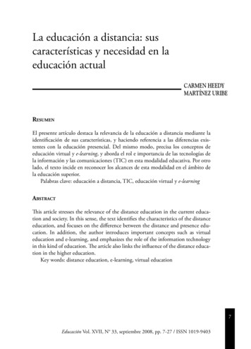 La Educación A Distancia: Sus Características Y Necesidad En La .