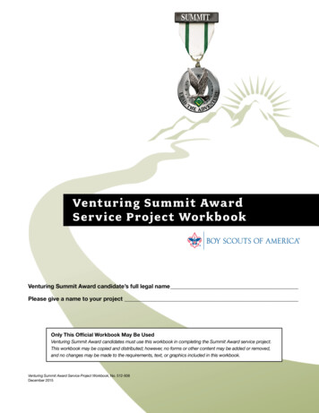 Venturing Summit Award Service Project Workbook - Scouting