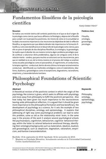 Fundamentos Filosóficos De La Psicología Científica - Dialnet