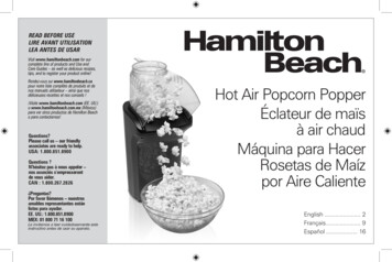 Hot Air Popcorn Popper Éclateur De Maïs à Air Chaud . - Hamilton Beach