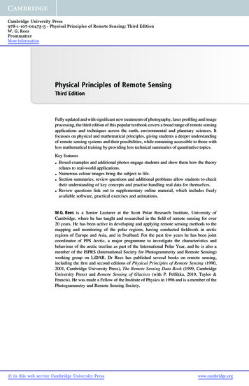 Physical Principles Of Remote Sensing