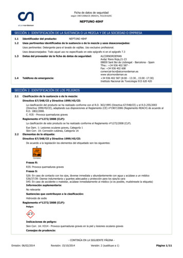Ficha De Datos De Seguridad De 'NEPTUNO 40HF' (Versión 2) - Ecosmep