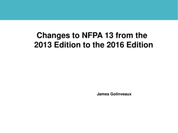 Changes To NFPA 13 From The 2013 Edition To The 2016 Edition