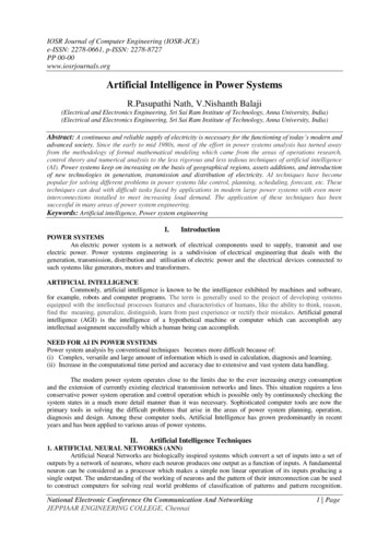 Artificial Intelligence In Power Systems - J.C. Bose University Of .