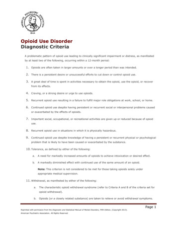 Opioid Use Disorder Diagnostic Criteria - Indiana