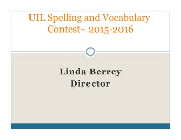 UIL Spelling And Vocabulary Contest 2015-2016