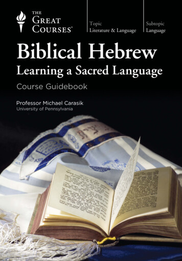 Topic Subtopic Language Biblical Hebrew