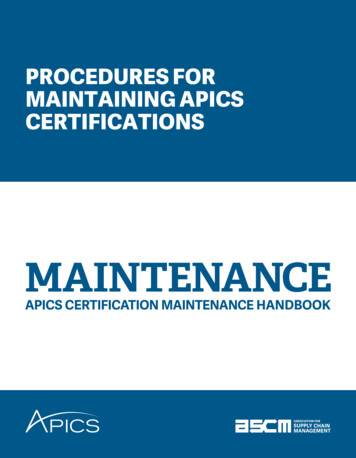 PROCEDURES FOR MAINTAINING APICS CERTIFICATIONS - StarChapter