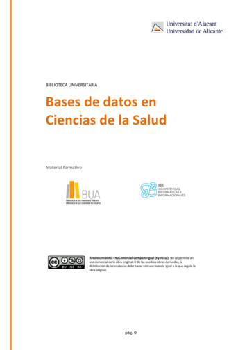 Bases De Datos En Ciencias De La Salud - Ua