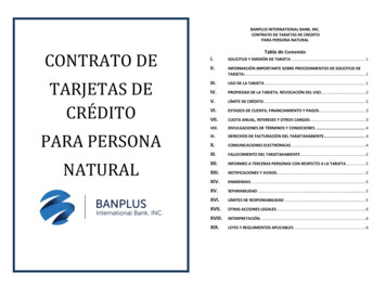 Banplus International Bank, Inc. Contrato De Tarjetas De Credito Para .
