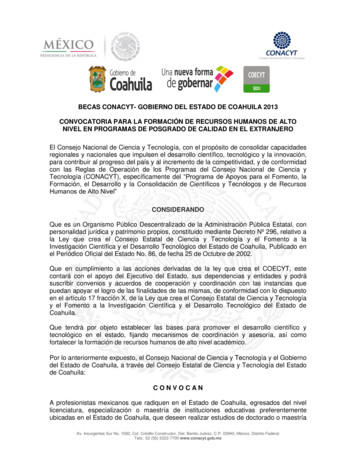Becas Conacyt- Gobierno Del Estado De Coahuila 2013 Convocatoria Para .