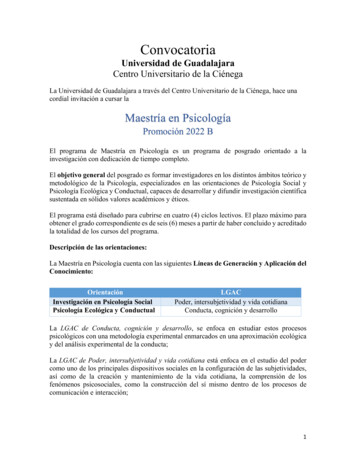 Convocatoria Maestría En Psicología 2022B - UDG