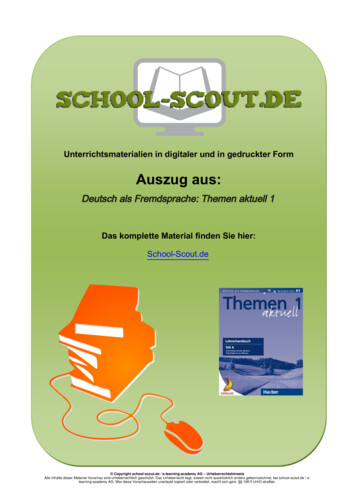 Deutsch Als Fremdsprache: Themen Aktuell 1 - School-Scout