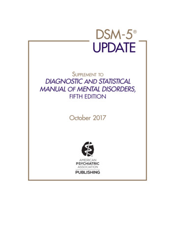 DSM-5 Update October 2017 - Psychiatry