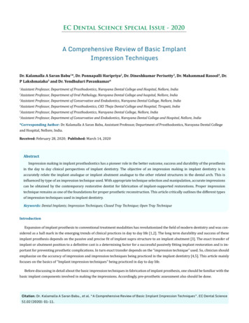 A Comprehensive Review Of Basic Implant Impression Techniques - E-Cronicon