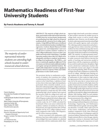 Mathematics Readiness Of First-Year University Students - Ed