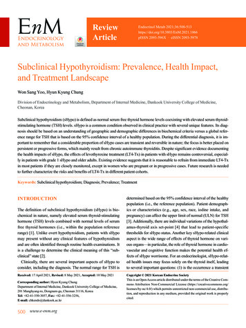 Subclinical Hypothyroidism: Prevalence, Health Impact, And Treatment .