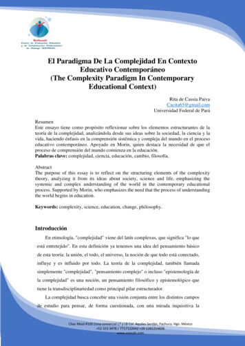 El Paradigma De La Complejidad En Contexto Educativo Contemporáneo (The .