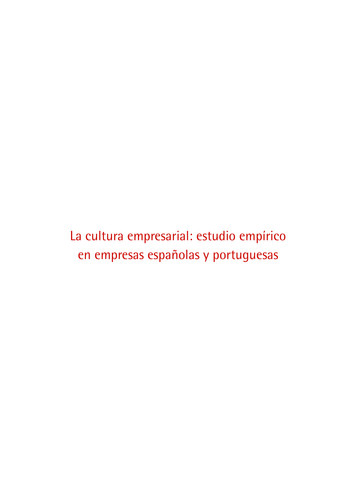 La Cultura Empresarial: Estudio Empírico En Empresas Españolas . - IESE