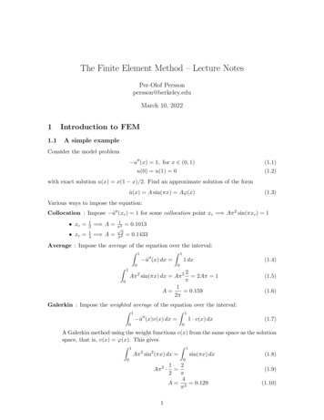 The Finite Element Method { Lecture Notes - University Of California .