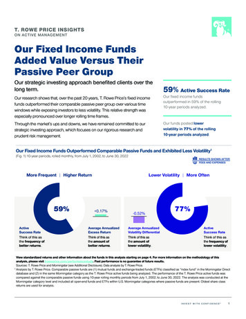 T. ROWE PRICE INSIGHTS ON ACTIVE MANAGEMENT Our Fixed Income Funds .