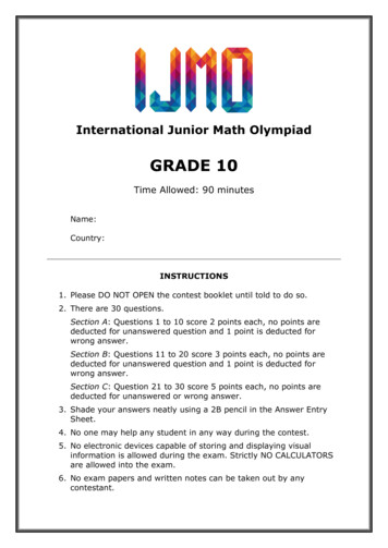 GRADE 10 - International Junior Math Olympiad
