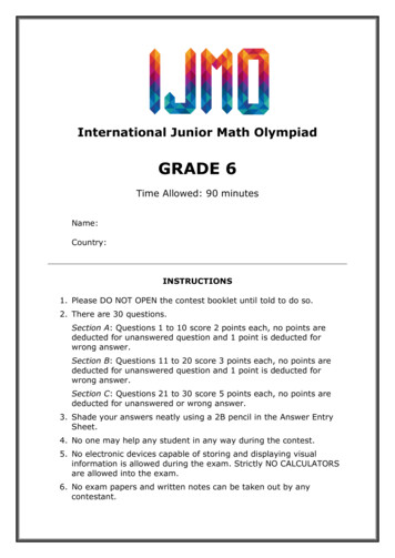 GRADE 6 - International Junior Math Olympiad