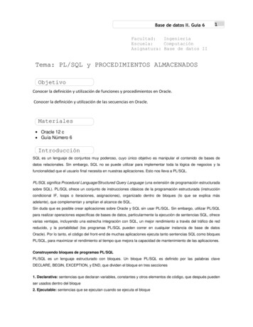 Tema: PL/SQL Y PROCEDIMIENTOS ALMACENADOS - UDB