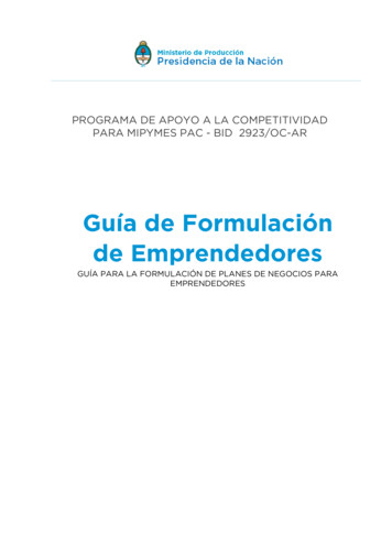 Guía De Formulación De Emprendedores - Produccion.gob.ar