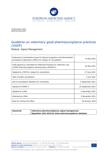 Guideline On Veterinary Good Pharmacovigilance Practices (VGVP) Module .