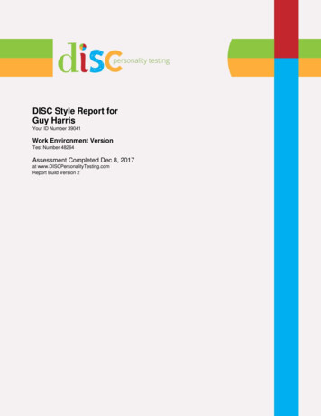 DISC Style Report For Guy Harris - DISC Personality Testing