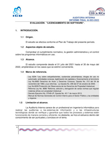 Auditoria Interna Informe Final Ai-003-2022 Evaluación: Licenciamiento .