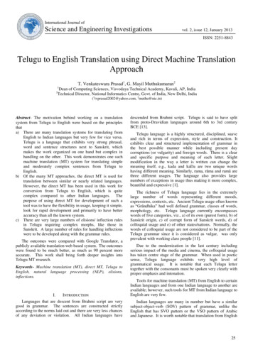 Telugu To English Translation Using Direct Machine Translation Approach