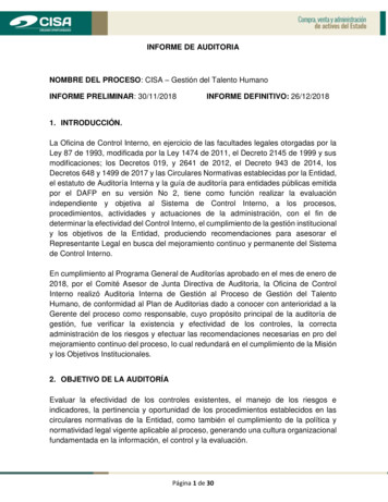 Informe De Auditoria Nombre Del Proceso: Cisa