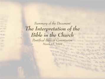 The Interpretation Of The Bible In The Church Pontifical Biblical .