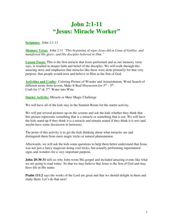 John 2:1-11 Jesus: Miracle Worker - Rmcalvary 