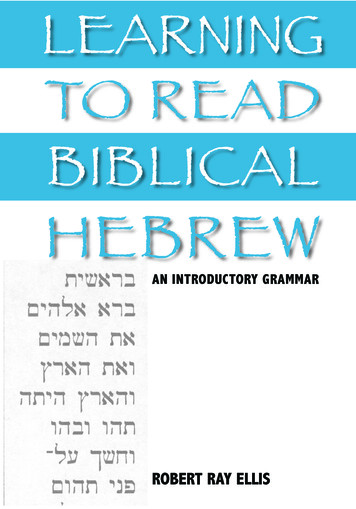 TO READ LEARNING BIBLICAL HEBREW - Ysk-books 