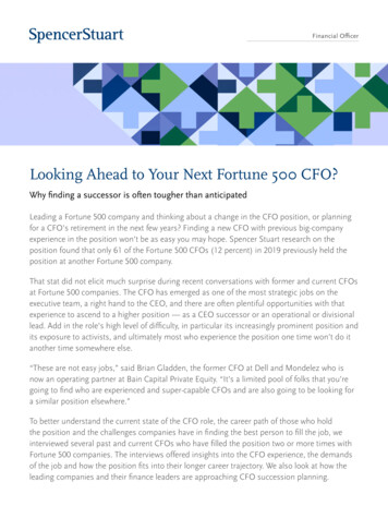 Looking Ahead To Your Next Fortune 500 CFO? - Spencer Stuart