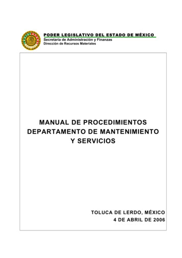 Manual De Procedimientos Departamento De Mantenimiento Y Servicios