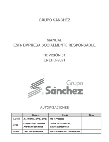 Grupo Sánchez Manual Esr- Empresa Socialmente Responsable Revisión 01 .