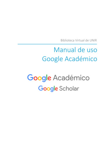Biblioteca Virtual De UNIR Manual De Uso Google Académico