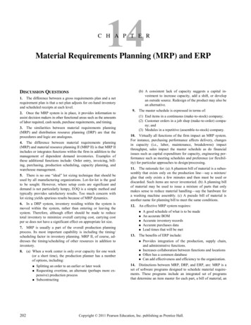 Material Requirements Planning (MRP) And ERP