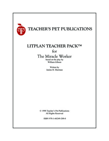 TEACHER'S PET PUBLICATIONS LITPLAN TEACHER PACK For The Miracle Worker