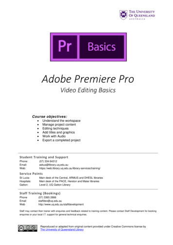 Adobe Premiere Pro - University Of Queensland