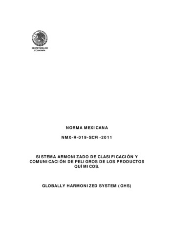 NORMA MEXICANA NMX-R-019-SCFI-2011 SISTEMA ARMONIZADO DE . - Ch