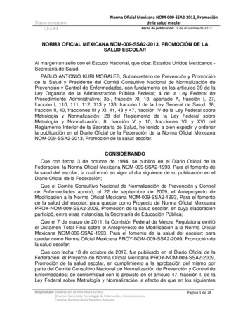 Norma Oficial Mexicana NOM-009-SSA2-2013, Promoción De La Salud Escolar