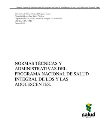 Normas Técnicas Y Administrativas Del Programa Nacional De Salud .